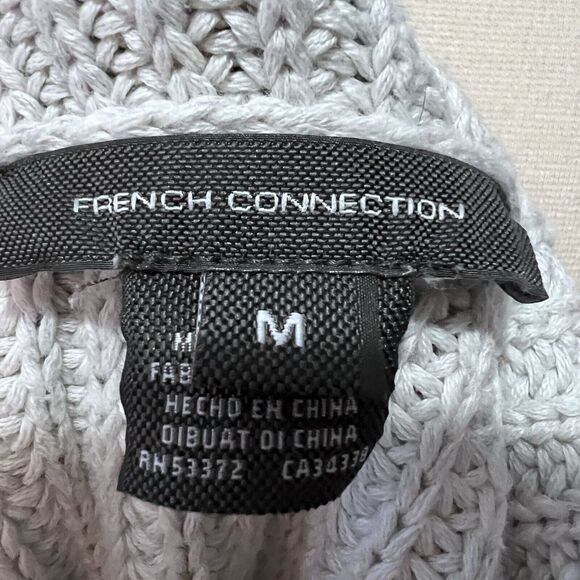 French Connection Women Gray Mock Neck Sweater Herringbone Stitch Size M - Picture 6 of 7